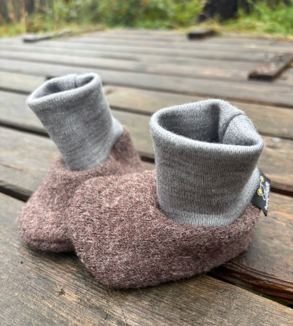 Hovedbilde Baby Booties 100% ull BABY str 3-6 mnd Farge Brun